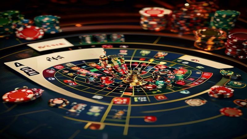 Minh họa bàn Baccarat với cửa Player Banker Tie